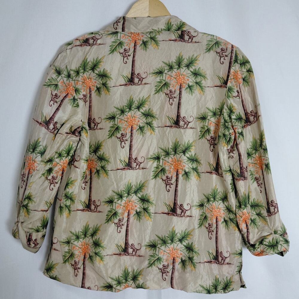 Vintage Silkland 100% Silk Animal Print Lined V-Neck Jacket Women Size 6 - Picture 3 of 9